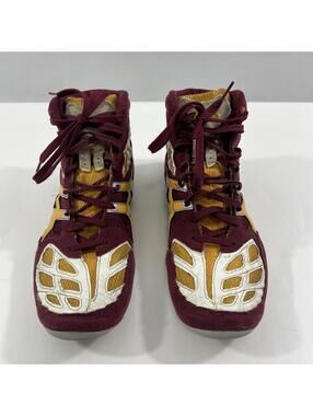 Asics Split Second Wrestling Shoes Men's 11.5 Maroon Gold White J203Y High Top